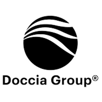 "Logo de Doccia Group, símbolo de elegancia y calidad en soluciones para baños."